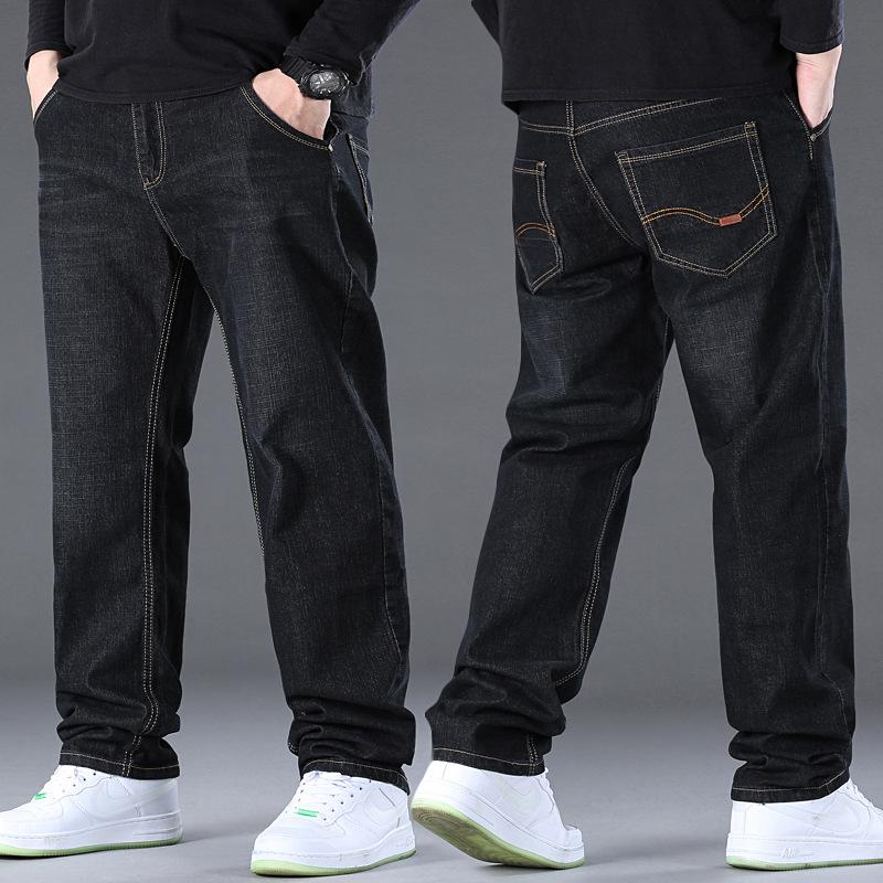 Große Herren-Jeans, locker, bequem, weites Bein, sportlich, gerade, elastisch, Freizeit, große Größe, Vier-Jahreszeiten-Modelle, lange Hose 48 von Joom DACH