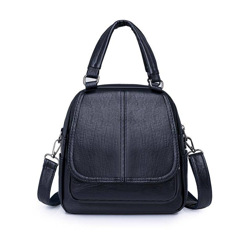 Große Kapazität 2 Schicht Frauen Rucksack Mode Rucksack Damen Weiche PU Leder Packs Hochwertige Multifunktions Rucksack Designer 22cm11cm22cm blau von Joom DACH