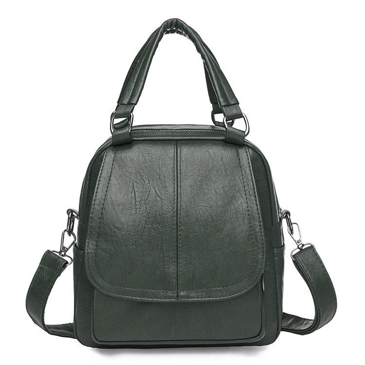 Große Kapazität 2 Schicht Frauen Rucksack Mode Rucksack Damen Weiche PU Leder Packs Hochwertige Multifunktions Rucksack Designer 22cm11cm22cm grün von Joom DACH