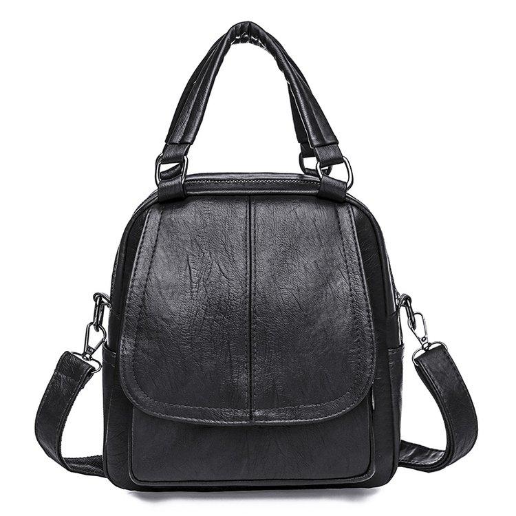 Große Kapazität 2 Schicht Frauen Rucksack Mode Rucksack Damen Weiche PU Leder Packs Hochwertige Multifunktions Rucksack Designer 22cm11cm22cm schwarz von Joom DACH