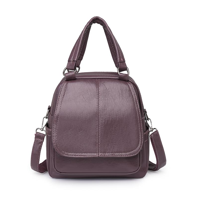 Große Kapazität 2 Schicht Frauen Rucksack Mode Rucksack Damen Weiche PU Leder Packs Hochwertige Multifunktions Rucksack Designer 22cm11cm22cm violett von Joom DACH