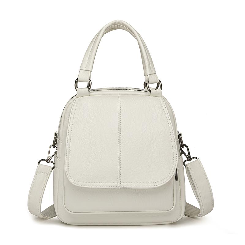 Große Kapazität 2 Schicht Frauen Rucksack Mode Rucksack Damen Weiche PU Leder Packs Hochwertige Multifunktions Rucksack Designer 22cm11cm22cm weiß von Joom DACH