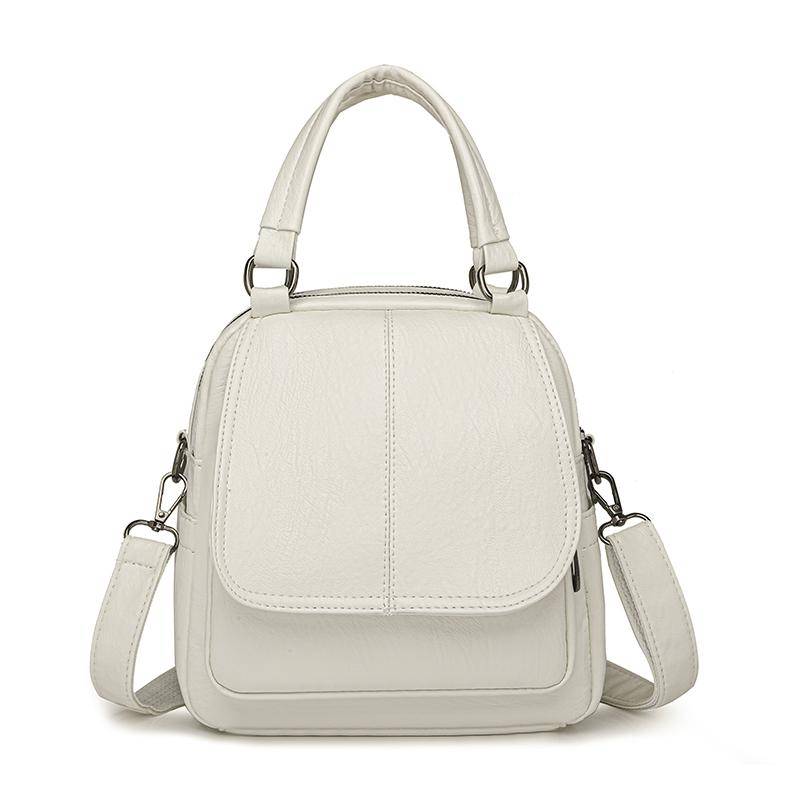 Große Kapazität 2 Schicht Frauen Rucksack Mode Rucksack Damen Weiche PU Leder Packs Hochwertige Multifunktions Rucksack Designer 22cm11cm22cm weiß von Joom DACH