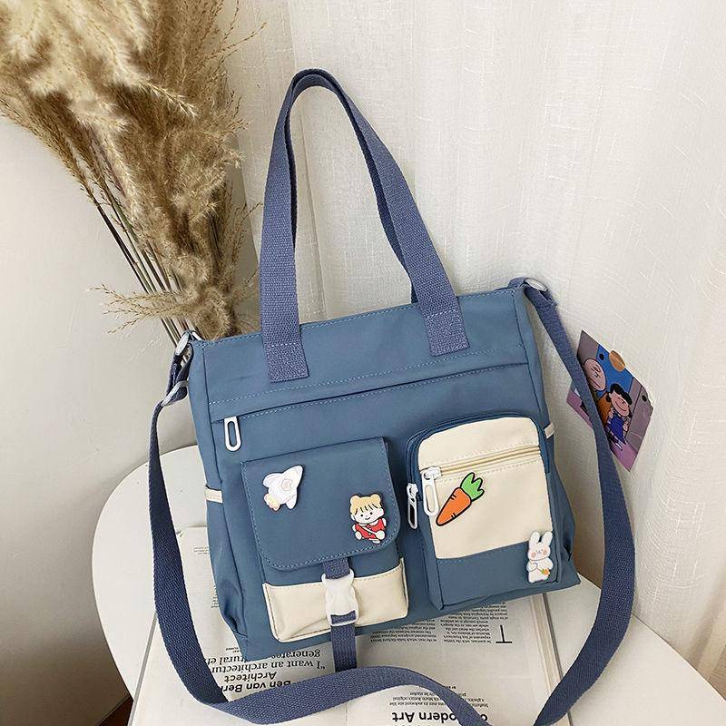 Große Kapazität Canvas Tasche Damen Messenger koreanische Version All-Match Umhängetasche Mädchen Student blau von Joom DACH