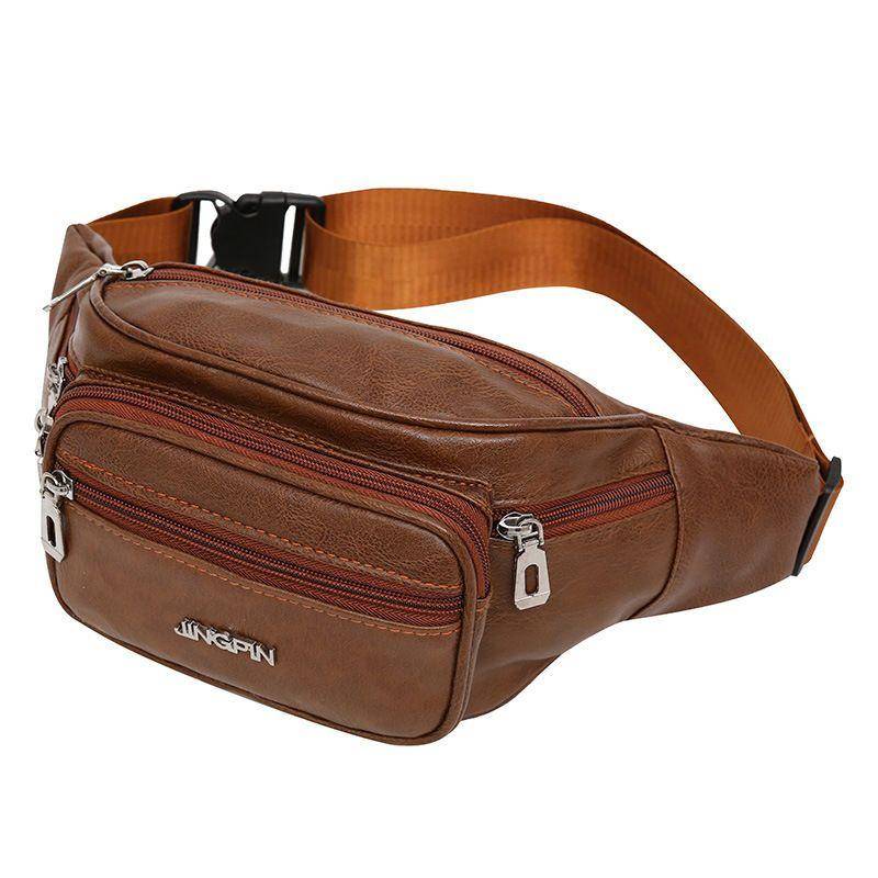 Große Kapazität Ledertasche Herren Gürteltasche Umhängetasche PU wasserdichte Brusttasche Geld sammeln Outdoor-Sport von Joom DACH