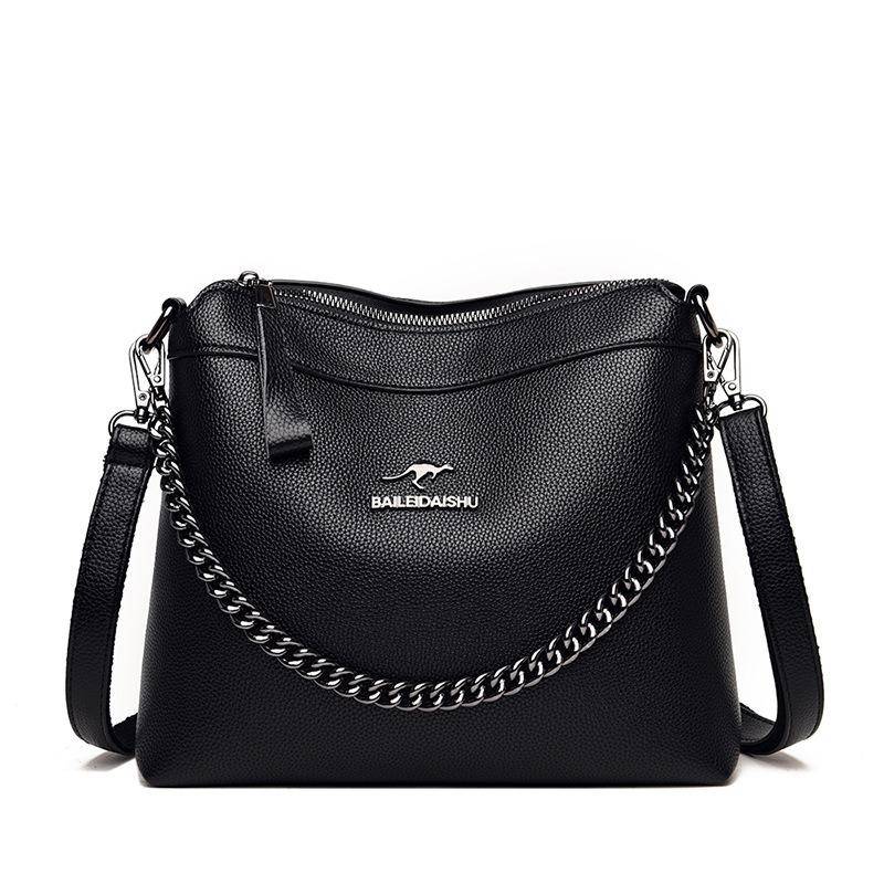 Große Kapazität Tasche Damen Tasche Mode weiche einzelne Schultertasche Umhängetasche Mama Tasche One Size schwarz von Joom DACH