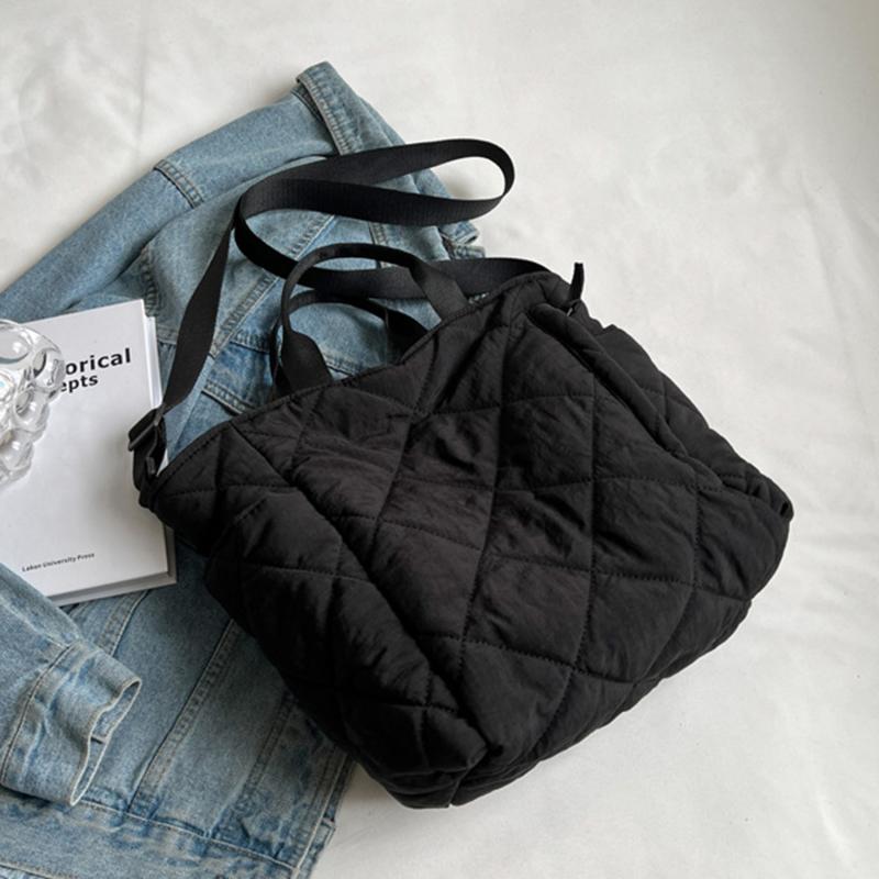 Große Kapazitäts-Tragetaschen für Damen, Schulter- und Seitentasche, modische Baumwoll-Shopper-Einkaufstaschen, niedliche Damen-Tragetaschen One Size schwarz von Joom DACH