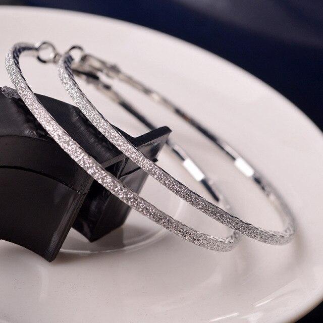 Große Kristall Creolen Ohrringe 6CM Creolen Rund Baumeln Ohrring Schmuck Frauen Kristall Diamante Strass Große Hiphop Ohr Ring Geschenk silber von Joom DACH