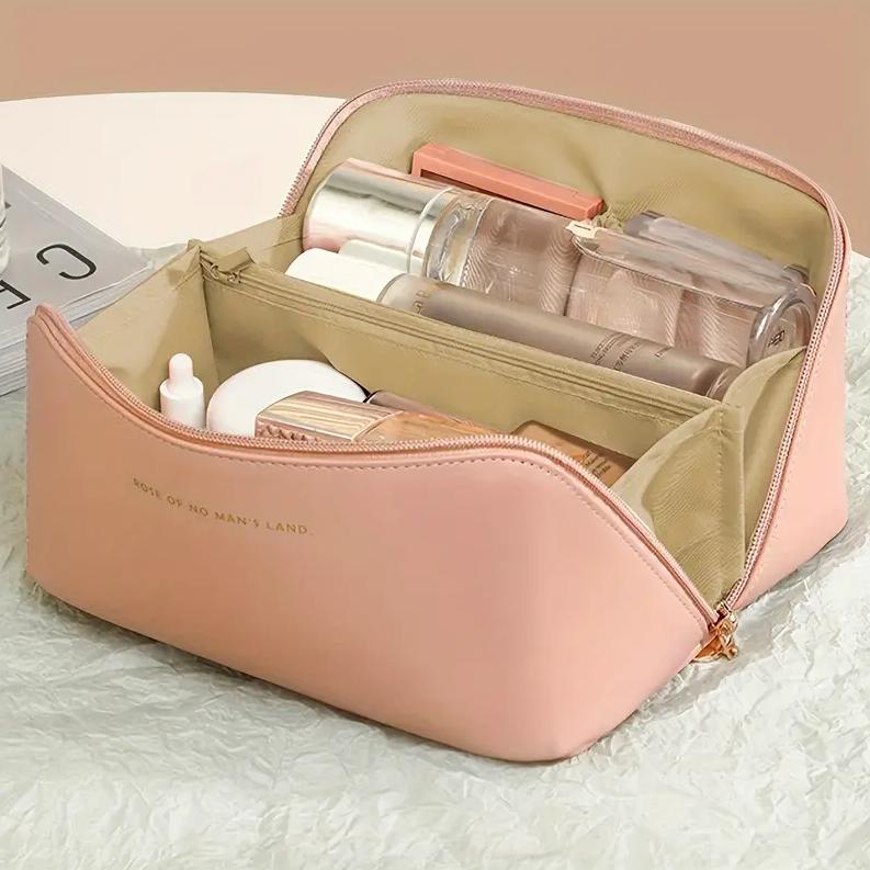 Große Leder-Reise-Kosmetiktasche für Damen, Kosmetik-Organizer, Make-up-Tasche mit hoher Kapazität, Aufbewahrungstasche für Damen-Make-up-Box rosa von Joom DACH