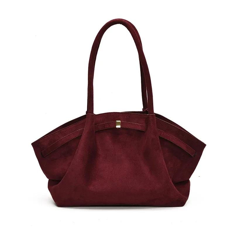 Große Nubukleder Tragetaschen Lady Schultertasche für Frauen 2024 Winter Neue koreanische Mode Y2K Retro Handtaschen und Geldbörsen rot von Joom DACH