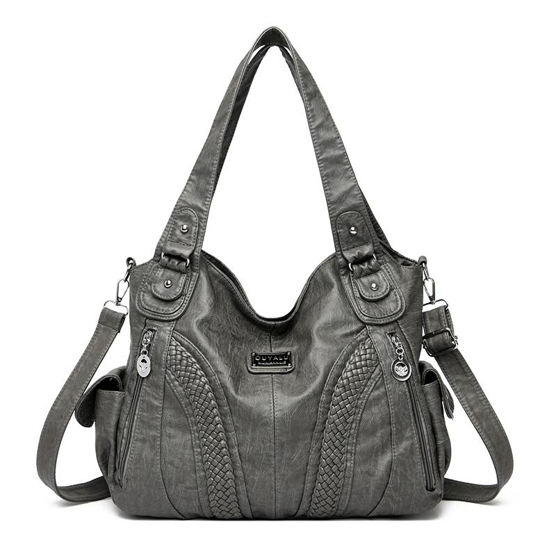 Große Tragetasche im Retro-Designer-Stil, weiches Pu-Leder, mehrere Taschen, lässige Umhängetasche für Männer graue von Joom DACH