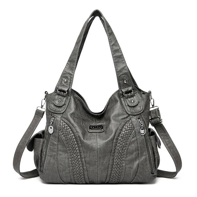 Große Tragetasche im Retro-Designer-Stil, weiches Pu-Leder, mehrere Taschen, lässige Umhängetasche für Männer graue von Joom DACH