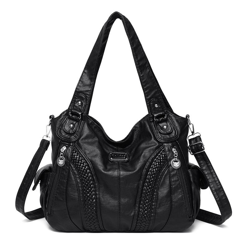 Große Tragetasche im Retro-Designer-Stil, weiches Pu-Leder, mehrere Taschen, lässige Umhängetasche für Männer schwarz von Joom DACH