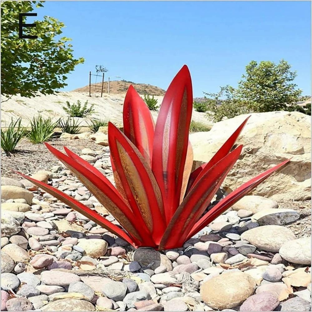 Große rustikale Tequila-Skulptur, rustikale Metallpflanzen für den Außenbereich, Terrasse, Hof, Heimdekoration, handbemalte Agaven-Gartenstatue, Rasenornament, Pfahl, 27 cm rot von Joom DACH