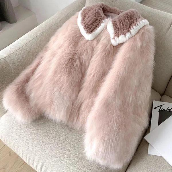 Großer, rosafarbener Pelzmantel für Damen, kurz, Winter, verdickt, warm, pelzig, fuchsähnlicher Pelzmantel M von Joom DACH