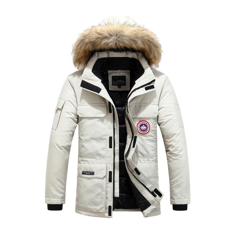 Großer Baumwollmantel Herren Pelzkragen Baumwollmantel Europäischen und amerikanischen Stil Lässiger Baumwollmantel Winter Neue Baumwolljacke Arbeitskleidung Kurzmantel Gans L von Joom DACH