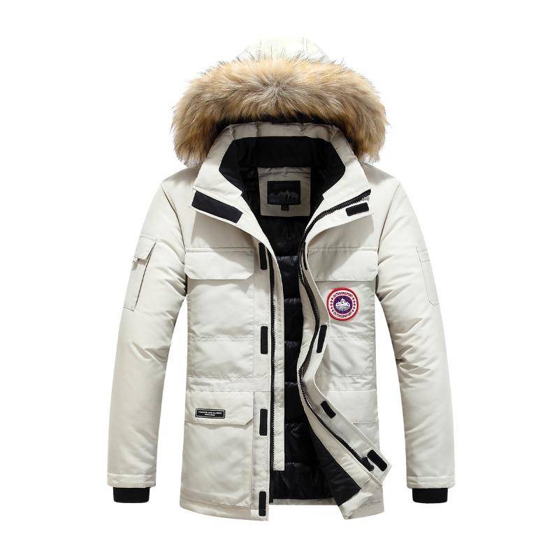 Großer Baumwollmantel Herren Pelzkragen Baumwollmantel Europäischen und amerikanischen Stil Lässiger Baumwollmantel Winter Neue Baumwolljacke Arbeitskleidung Kurzmantel Gans L von Joom DACH