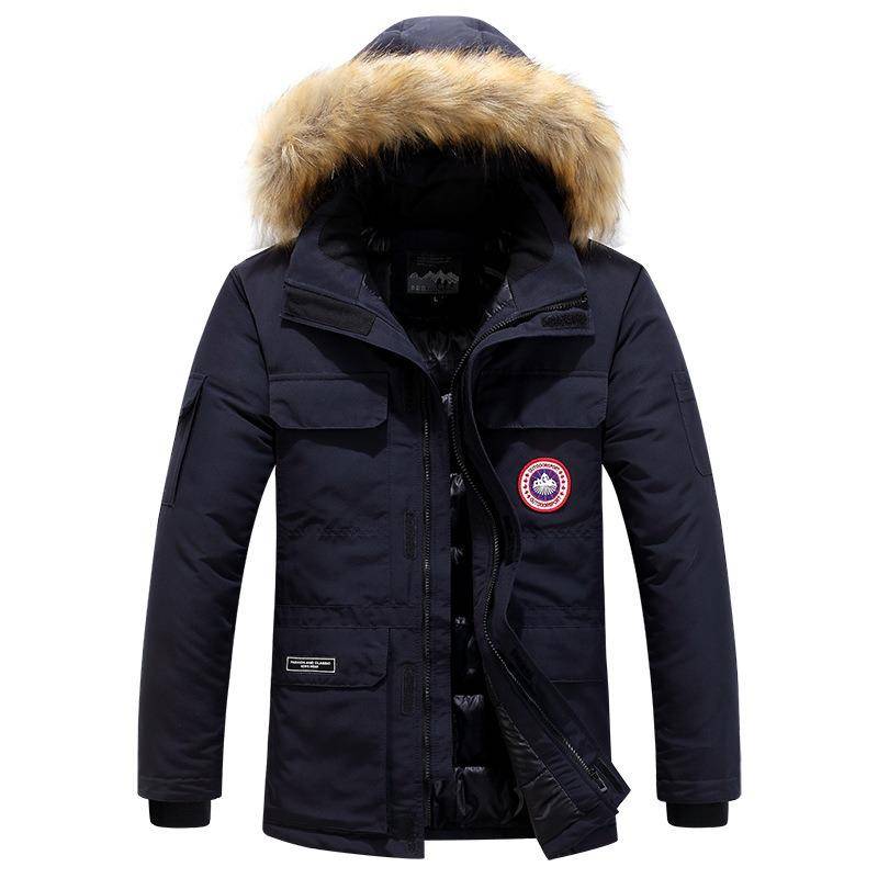Großer Baumwollmantel Herren Pelzkragen Baumwollmantel Europäischen und amerikanischen Stil Lässiger Baumwollmantel Winter Neue Baumwolljacke Arbeitskleidung Kurzmantel Gans L von Joom DACH