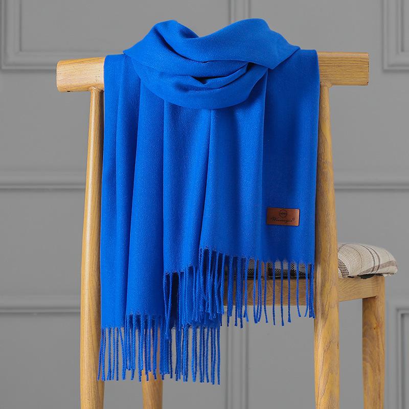 Großer roter Kaschmirschal für Damen, einfarbig, langer Schal, doppelter Verwendungszweck 200*60 blau von Joom DACH