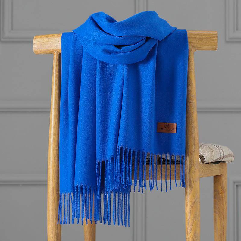 Großer roter Kaschmirschal für Damen, einfarbig, langer Schal, doppelter Verwendungszweck 200*60 blau von Joom DACH