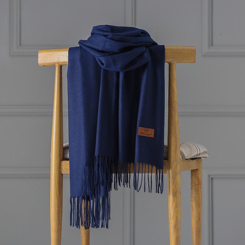 Großer roter Kaschmirschal für Damen, einfarbig, langer Schal, doppelter Verwendungszweck 200*60 dunkelblau von Joom DACH