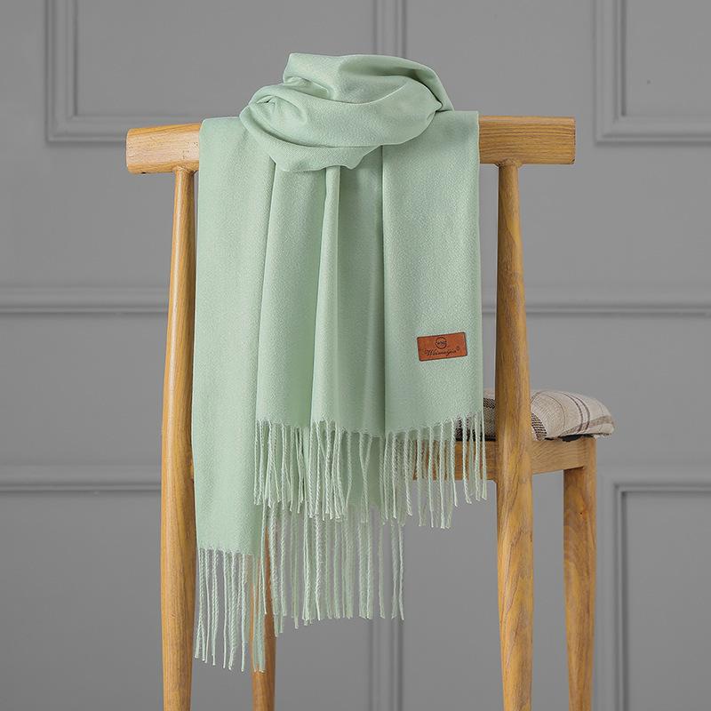 Großer roter Kaschmirschal für Damen, einfarbig, langer Schal, doppelter Verwendungszweck 200*60 hellgrüne von Joom DACH