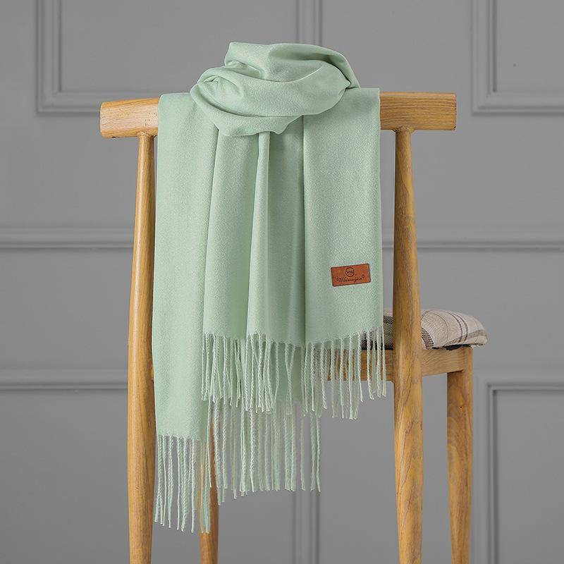 Großer roter Kaschmirschal für Damen, einfarbig, langer Schal, doppelter Verwendungszweck 200*60 hellgrüne von Joom DACH