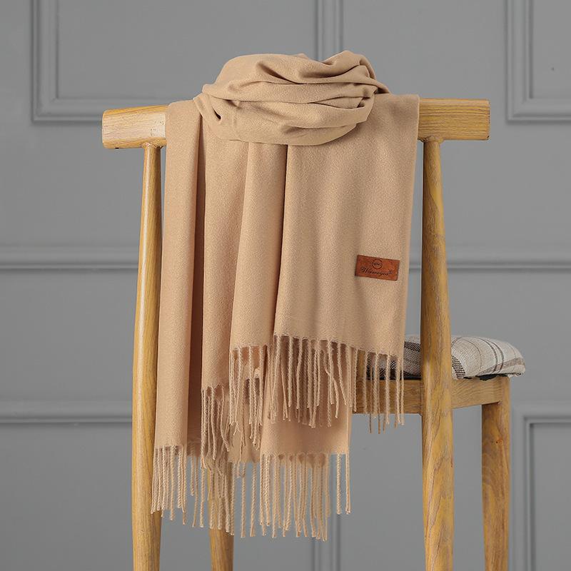 Großer roter Kaschmirschal für Damen, einfarbig, langer Schal, doppelter Verwendungszweck 200*60 khaki von Joom DACH