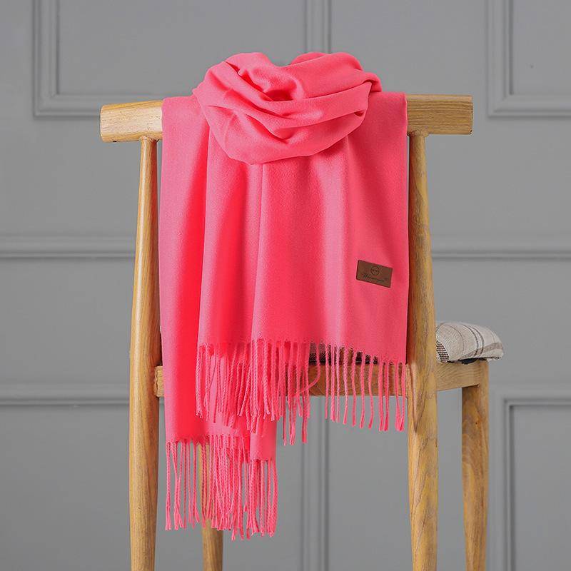 Großer roter Kaschmirschal für Damen, einfarbig, langer Schal, doppelter Verwendungszweck 200*60 wassermelone roten von Joom DACH