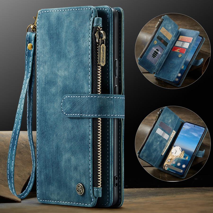 Großes Portemonnaie mit mehreren Kartenfächern, Reißverschluss und Handschlaufe für Google Pixel 9 8 Pro Pixel 8a 7a Redmi Note 10 9 Pro Handytasche mit Münzfach Google Pixel 8 Pro blau von Joom DACH