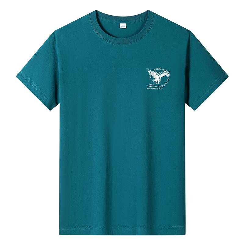 Großes T-Shirt aus reiner Baumwolle für Herren, kurzärmelig, für Jungen XXXL blaugrün von Joom DACH