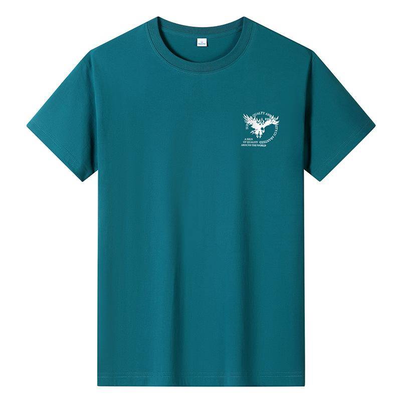 Großes T-Shirt aus reiner Baumwolle für Herren, kurzärmelig, für Jungen XXXL blaugrün von Joom DACH