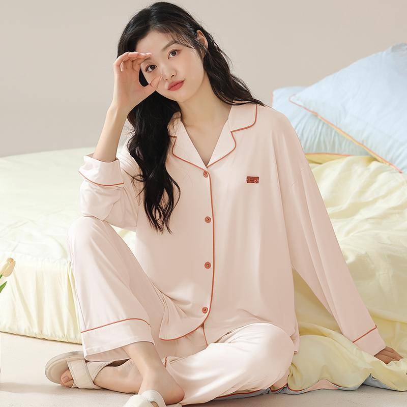 Grün Einfarbig Pyjama Set Frauen Lange Ärmel Lange Hosen Herbst Winter Lässige Nachtwäsche Mädchen Pijamas Gemütliche Pyjamas Weiche Nighty 3XL von Joom DACH