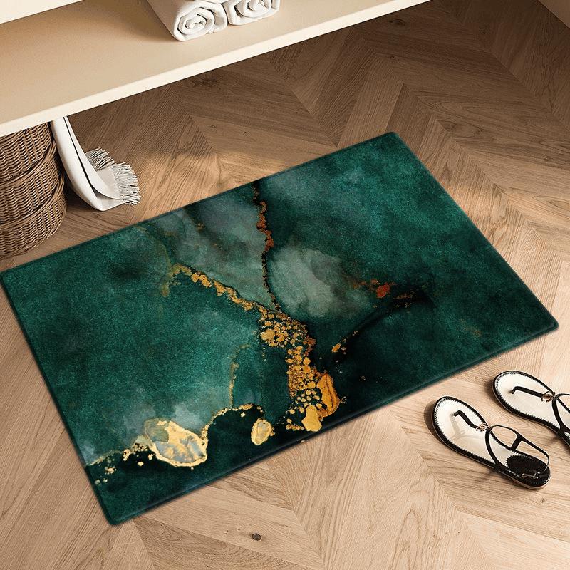 Grüne abstrakte geometrische Schwamm-Fußmatte 40x60/50x80/60x90/80x120cm Rutschfester Flanell-Badteppich für Badezimmer, Küche, Schlafzimmer 60x90cm von Joom DACH