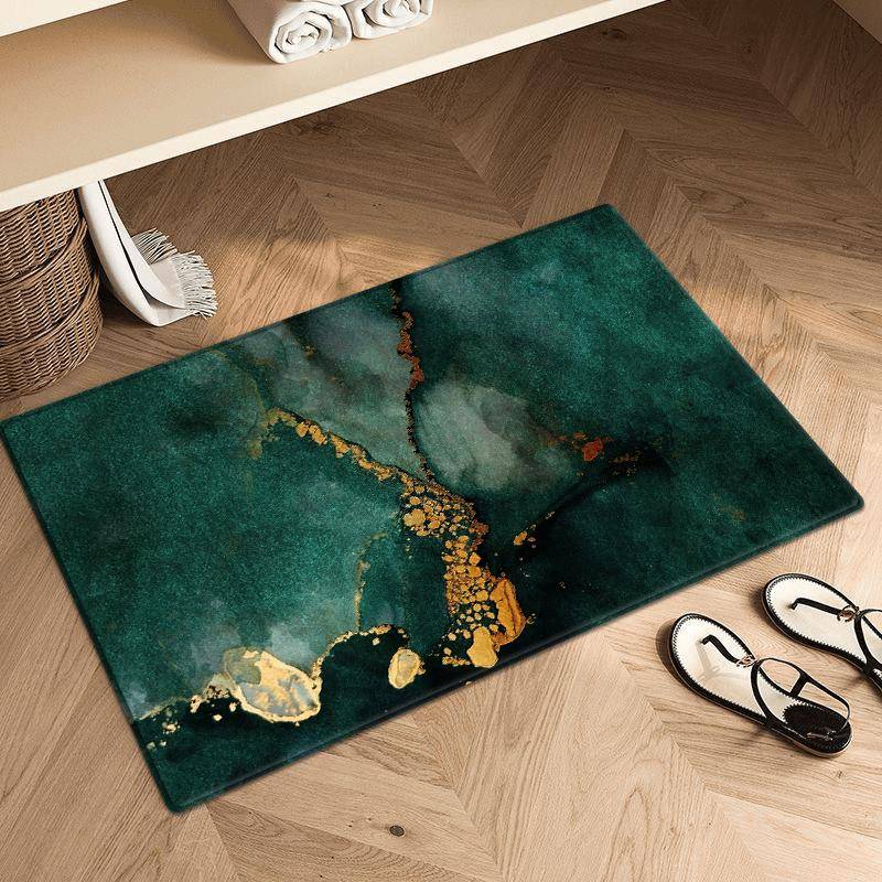 Grüne abstrakte geometrische Schwamm-Fußmatte 40x60/50x80/60x90/80x120cm Rutschfester Flanell-Badteppich für Badezimmer, Küche, Schlafzimmer 60x90cm von Joom DACH