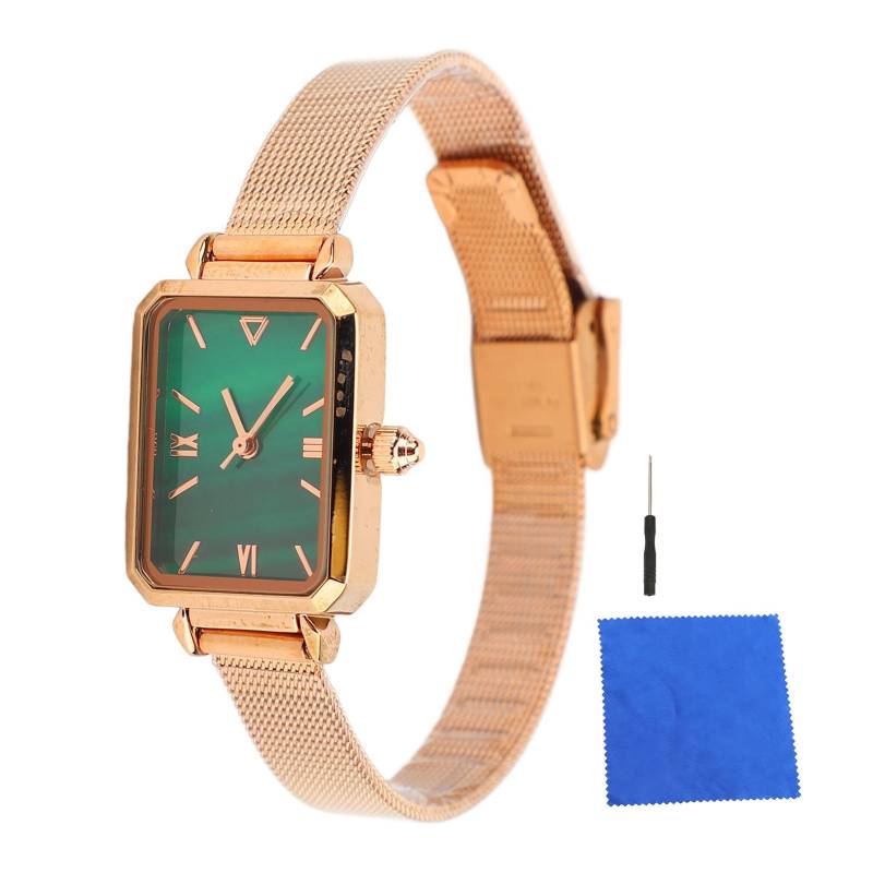 Grünes Zifferblatt Uhr Damen Quarz Uhr Mode Vintage Wasserdicht Rechteckige Uhr für Frauen Rose von Joom DACH