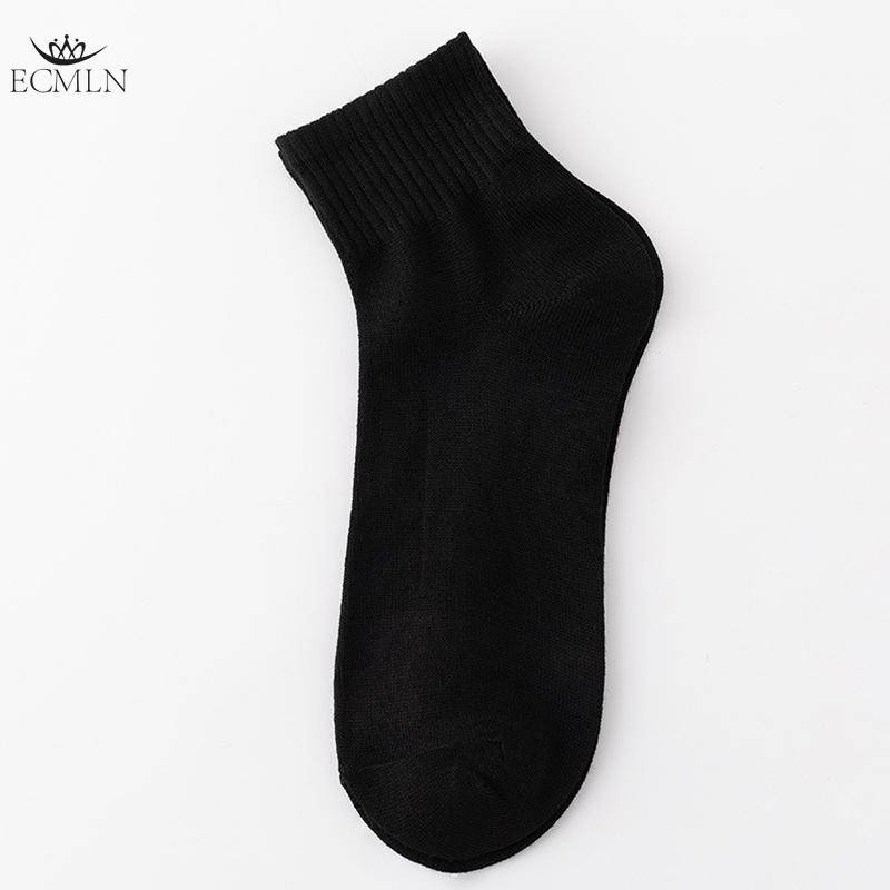 Günstige Herren Frühling und Sommer Mid-Tube Socken All-Match Schwarz/Weiß/Grau Einfarbig Sport Schweißabsorbierend und Atmungsaktiv Sport Casual Socken 1 pair schwarz von Joom DACH