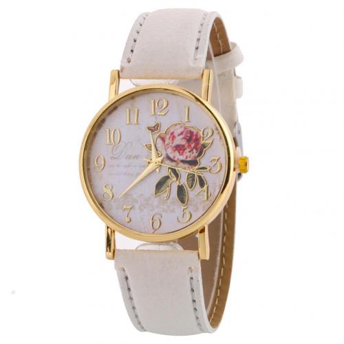 Gürtel Damen Bedruckte Uhr Mode Koreanische Version Trend Einfache Rose Digital Face Quarz Damenuhr weiß von Joom DACH