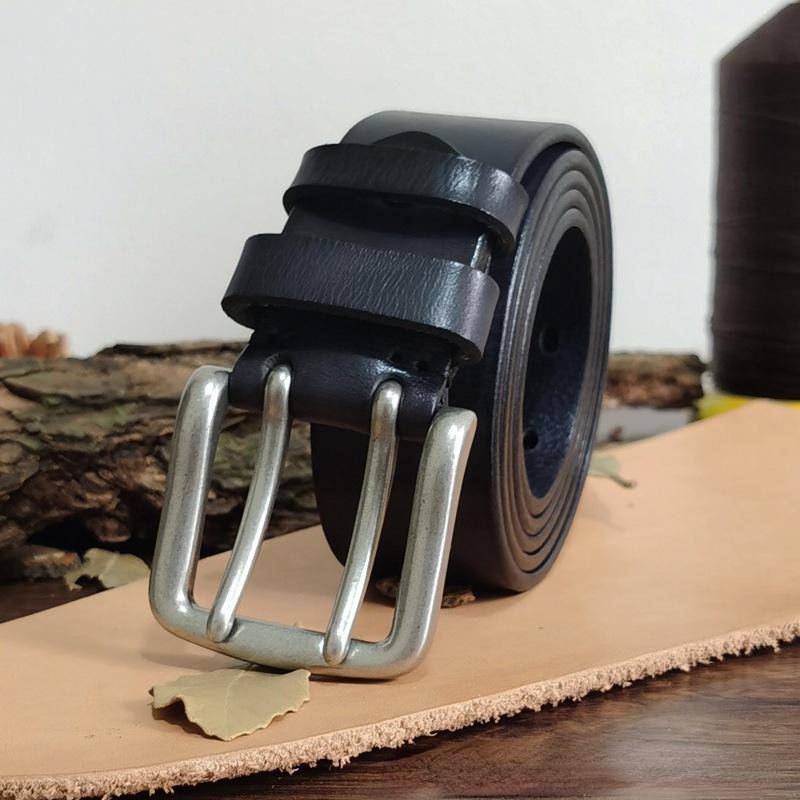 Gürtel Herren Special Forces Doppel-Dornschließe Echtes Leder Erste Schicht Reines Rindsleder Retro Casual Gürtel 100cm von Joom DACH