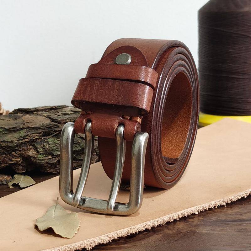 Gürtel Herren Special Forces Doppel-Dornschließe Echtes Leder Erste Schicht Reines Rindsleder Retro Casual Gürtel 110cm von Joom DACH