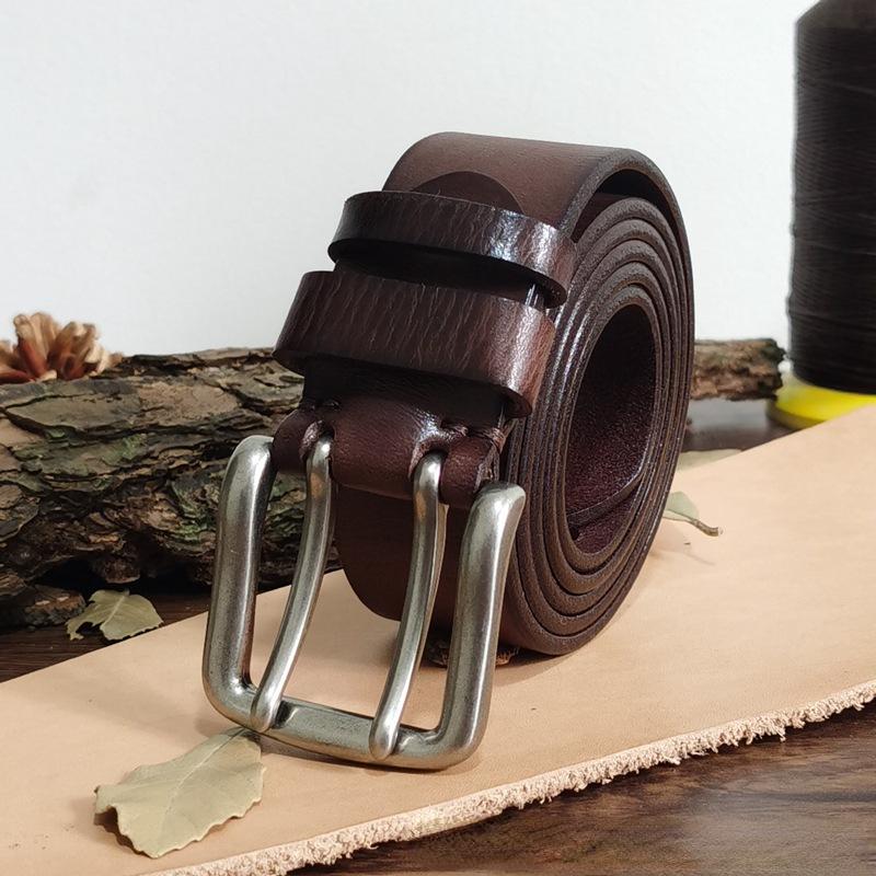 Gürtel Herren Special Forces Doppel-Dornschließe Echtes Leder Erste Schicht Reines Rindsleder Retro Casual Gürtel 110cm von Joom DACH