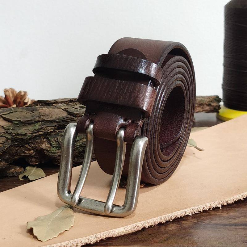 Gürtel Herren Special Forces Doppel-Dornschließe Echtes Leder Erste Schicht Reines Rindsleder Retro Casual Gürtel 110cm von Joom DACH