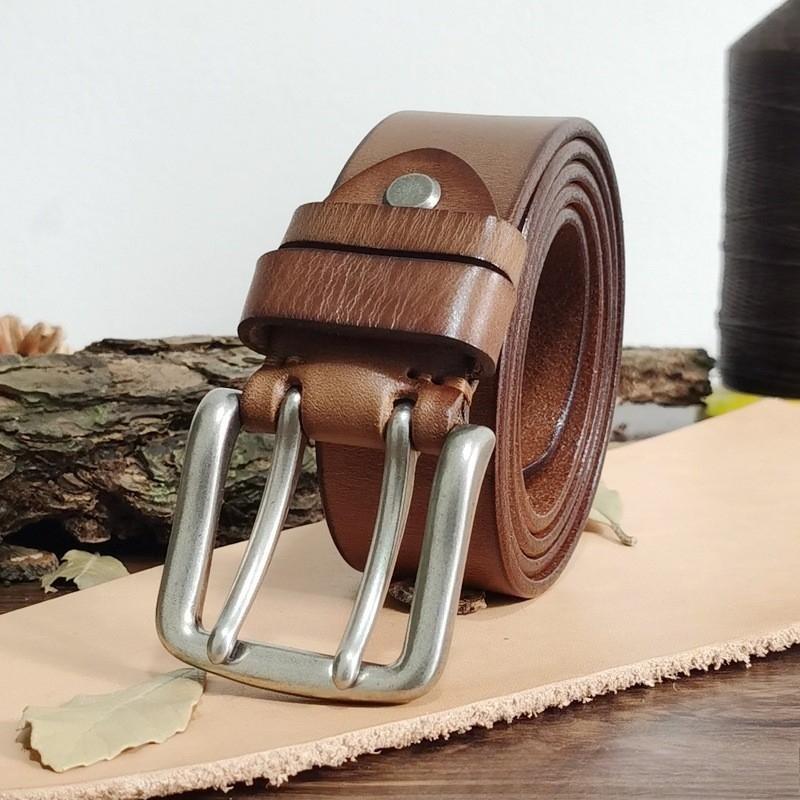 Gürtel Herren Special Forces Doppel-Dornschließe Echtes Leder Erste Schicht Reines Rindsleder Retro Casual Gürtel 110cm von Joom DACH