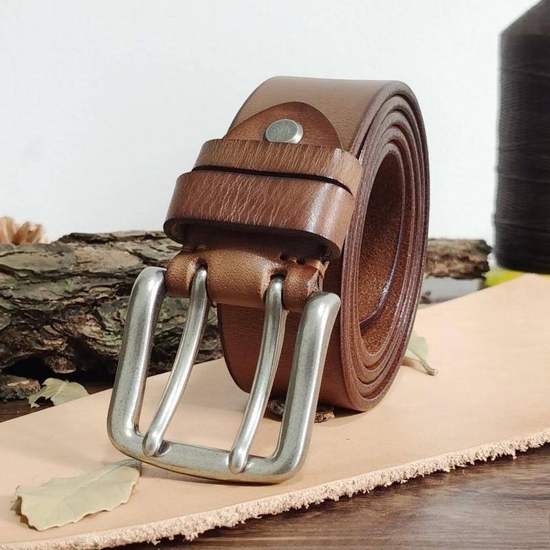 Gürtel Herren Special Forces Doppel-Dornschließe Echtes Leder Erste Schicht Reines Rindsleder Retro Casual Gürtel 110cm von Joom DACH