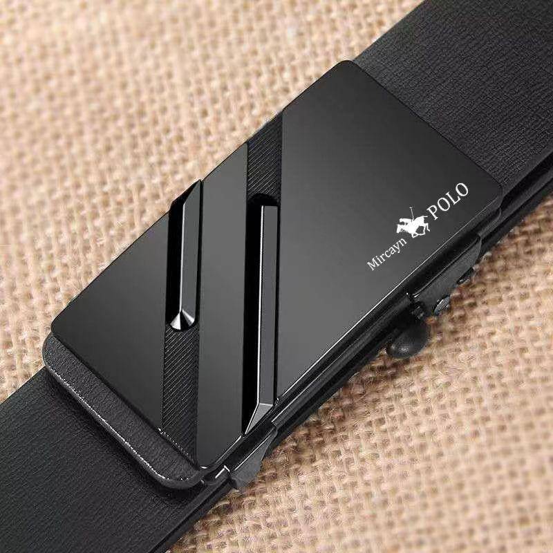 Gürtel Männer Leder Automatische Schnalle Gürtel Reines Rindsleder Junge Leute Lässige Persönlichkeit Koreanische Version des Trends des Hosengürtels 110cm von Joom DACH