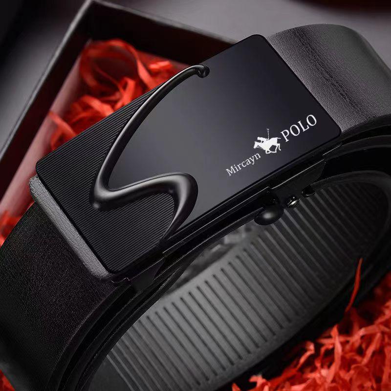 Gürtel Männer Leder Automatische Schnalle Gürtel Reines Rindsleder Junge Leute Lässige Persönlichkeit Koreanische Version des Trends des Hosengürtels 130cm von Joom DACH