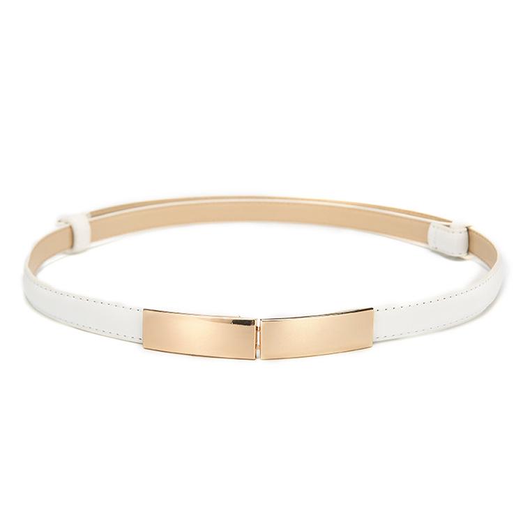 Gürtelkleid Schlicht Vielseitig Mode Damen Leder Dünn Schmal Metall Gold Elastische Schnalle Taillenband Gürtel Kleider Accessoires 1 Pc von Joom DACH