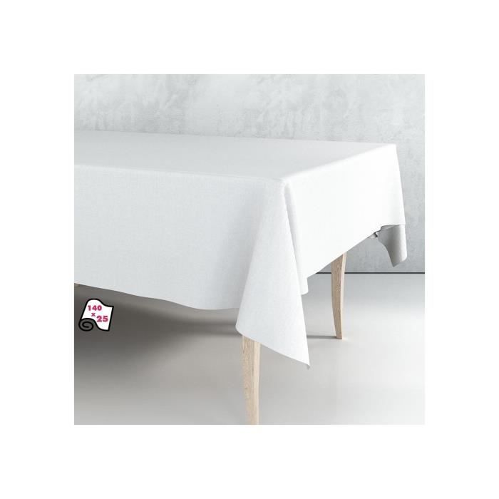 Gummirolle - Exma - Uni weiße Tischdecke - 140cm x 25m - Synthetisch - Nicht waschbar von Joom DACH