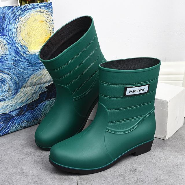 Gummistiefel für Damen, Regenschuhe, bequem, zum Hineinschlüpfen, wasserdicht, Galoschen, Damen, Garten, Wasserschuhe, Gummi-Regenstiefel 39 grün von Joom DACH
