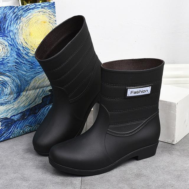 Gummistiefel für Damen, Regenschuhe, bequem, zum Hineinschlüpfen, wasserdicht, Galoschen, Damen, Garten, Wasserschuhe, Gummi-Regenstiefel 40 schwarz von Joom DACH